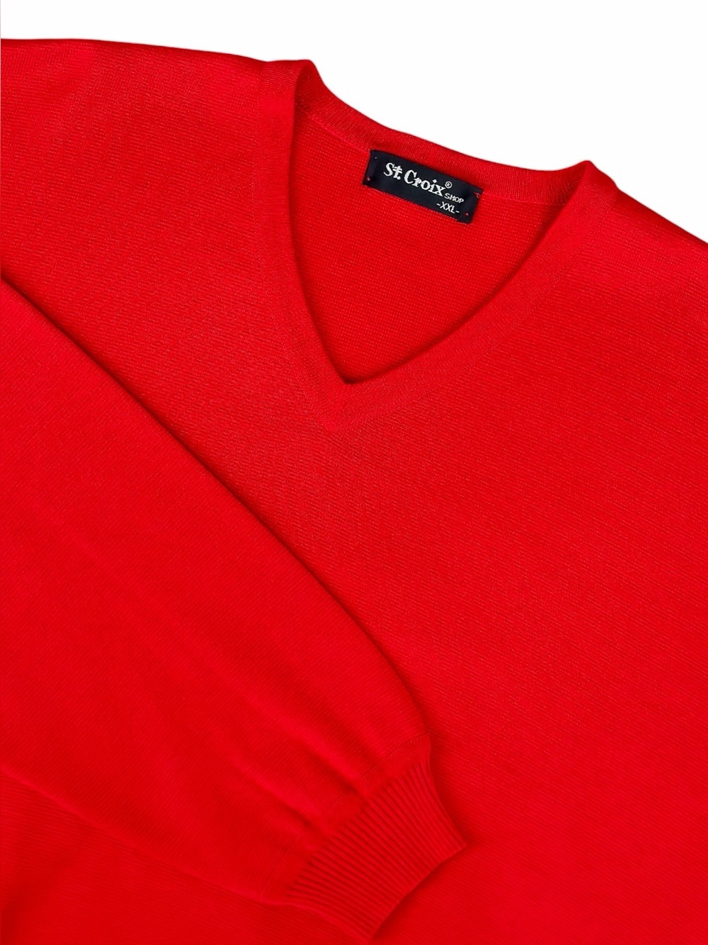 St. Croix Men's XXL V-Neck Sweater Red Pebble Knit Cotton USA Made NWT